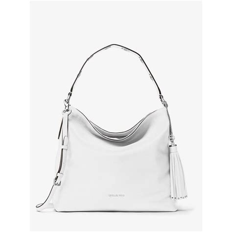 michael kors white brooklyn purse|Brooklyn large leather shoulder bag.